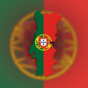 Map of Portugal filled with flag, isolated