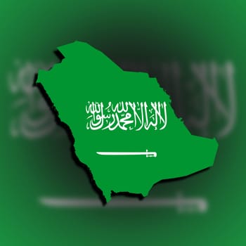 Saudi arabia map filled with flag, isolated