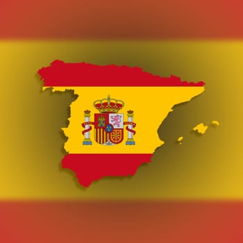 Spain map with the flag inside, isolated