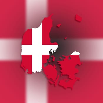 Map of Denmark filled with flag of the state, isolated