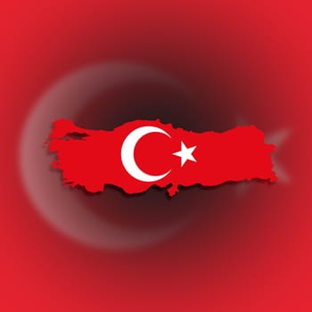 Turkey map with the flag inside, isolated