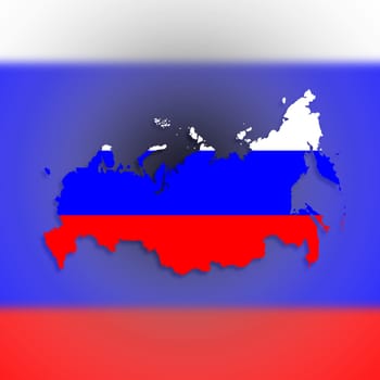 Map of Russia with flag inside, isolated