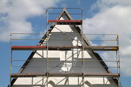 Scaffolding on a house gable