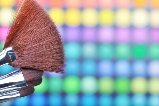 make-up brushes and make-up eye shadows