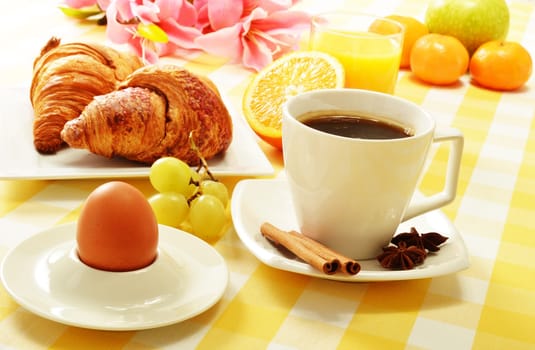 Composition with breakfast on the table