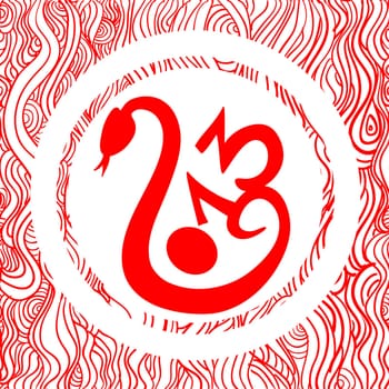 Chinese New Year of the Snake brush illustration poster. Vector illustration layered for easy manipulation and custom coloring.