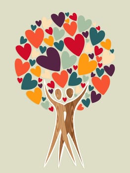 Diversity tree of love background. Vector illustration layered for easy manipulation and custom coloring.