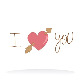 Valentine day I love you greeting card. Vector illustration layered for easy manipulation and custom coloring.