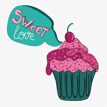 Valentine day sweet love cupcake. Vector illustration layered for easy manipulation and custom coloring.