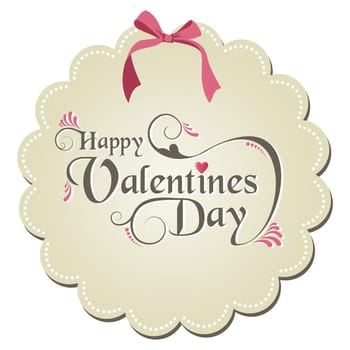 Happy valentine day ribbon and sticker. Vector illustration layered for easy manipulation and custom coloring.