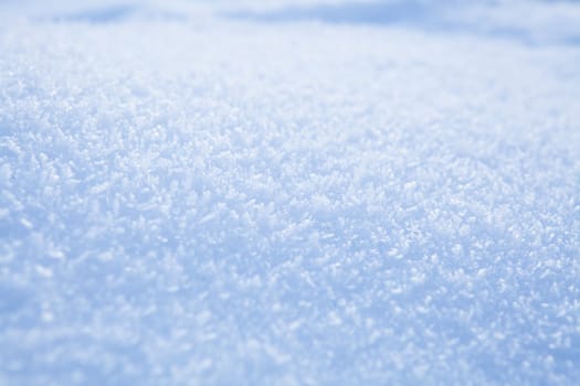 Fresh white powder snow background from outdoors on winter day