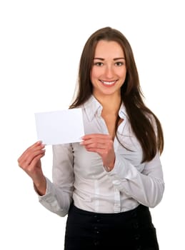Businesswoman with business card