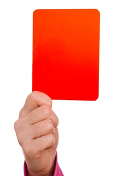 Red card in a female hand
