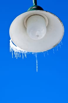 Icicles on street lamp