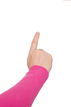 Female hand with outstretched index finger