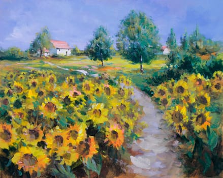 Sunflower Landscape Painting