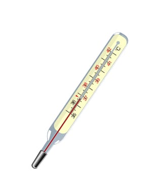 Vector medical thermometer on the white isolated background