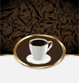 Illustration vintage label for wrapping coffee, coffee cup - vector