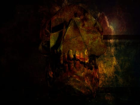 Halloween Theme Illustration - Skull in a Crypt
