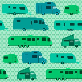 Caravans and Motorhomes as a pattern background or wrapping