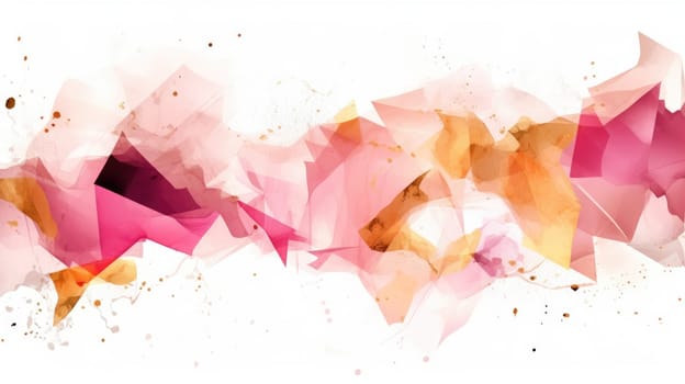 Abstract watercolor artwork mixed with buzzy geometric shapes for background of social media banner generative AI image