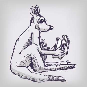 Drawing kangaroo and children's book