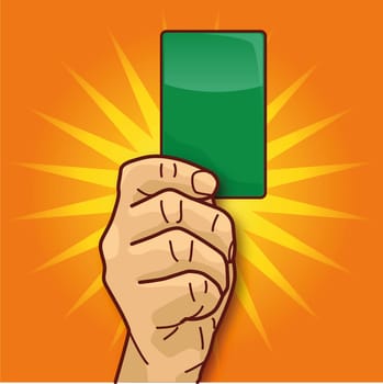 Hadn with green card