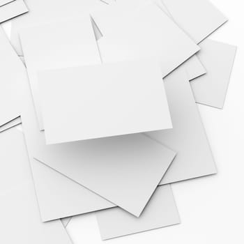 business card conceptual background, a stack of cards with only the top card is floating up.