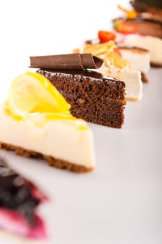Slice of cake selection delicious tart choice sweet baked pastry