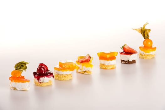 Sweet petite tarts fruit selection creamy desserts choice of cakes