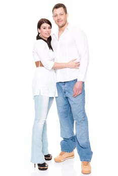 Studio shot of a young couple against a white background