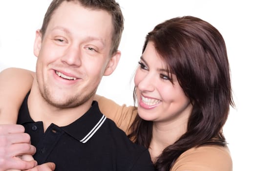 Studio shot of a young couple against a white background