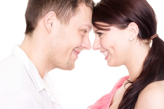 Studio shot of a young couple against a white background