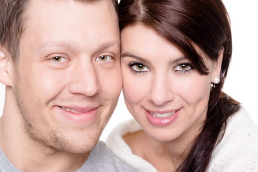 Studio shot of a young couple against a white background