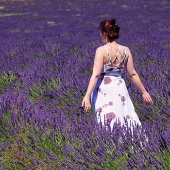Lavender field and young woman 03