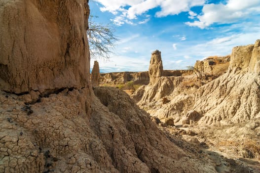 View of pillars in a desert in Colombia