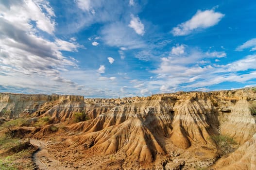 Wide view of desolate desert landscape