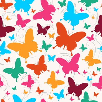 Spring butterfly swirl seamless pattern. Vector file layered for easy manipulation and custom coloring.