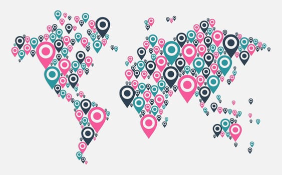 World map Gps navigator icon shape. Vector file layered for easy manipulation and custom coloring.