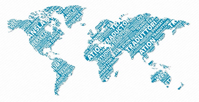 Multi-language world map text shape. Vector file layered for easy manipulation and custom coloring.