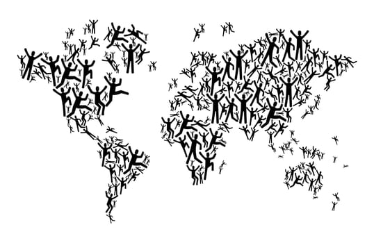 Diversity communication world map concept isolated. Vector file layered for easy manipulation and custom coloring.