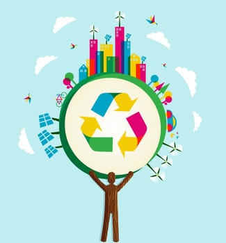 Environmental conservation icons in world tree. Vector illustration layered for easy manipulation and custom coloring.