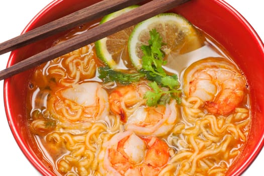 Tom yum soup,food from Thailand on white background