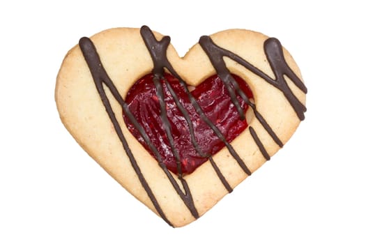 Heart shaped  cookie isolated on white background