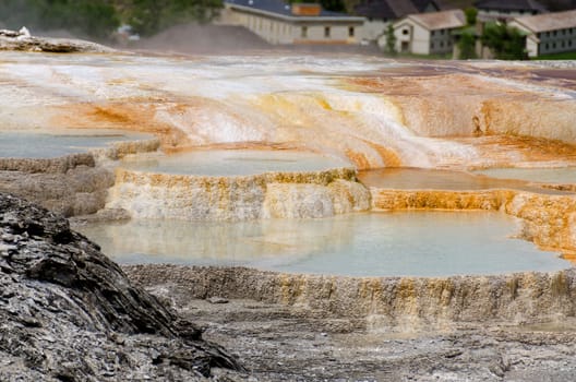 sulfur water at Mammoth Hot Springs in Yellowstone National Park in Wyoming