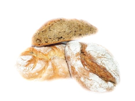 freshly baked buns on white background
