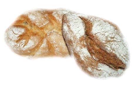 freshly baked buns on white background