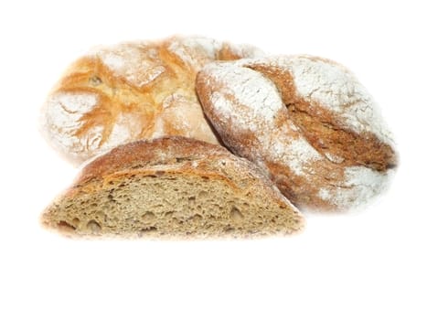 freshly baked buns on white background