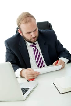 beard business man sign contract desk