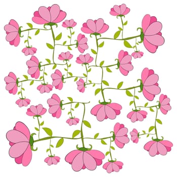 Pink spring flowers isolated. Vector file layered for easy manipulation and custom coloring.